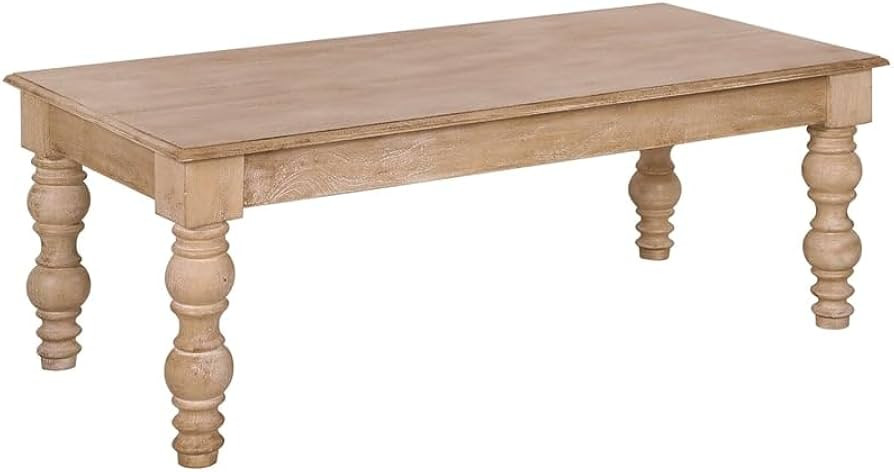 James 18" Farmhouse Solid Mango Wood Coffee Table in Natural | Amazon (US)