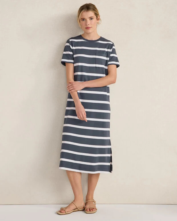 Organic Cotton Interlock Striped Short Sleeve Dress | Talbots