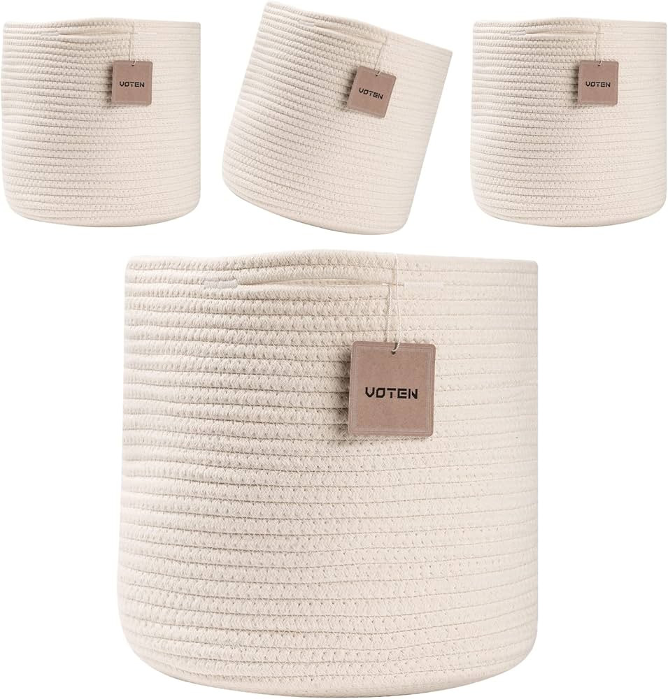voten White Woven Basket for Storage/Organizing,Round Cube Storage Baskets Bins 11x11’’for Cu... | Amazon (US)