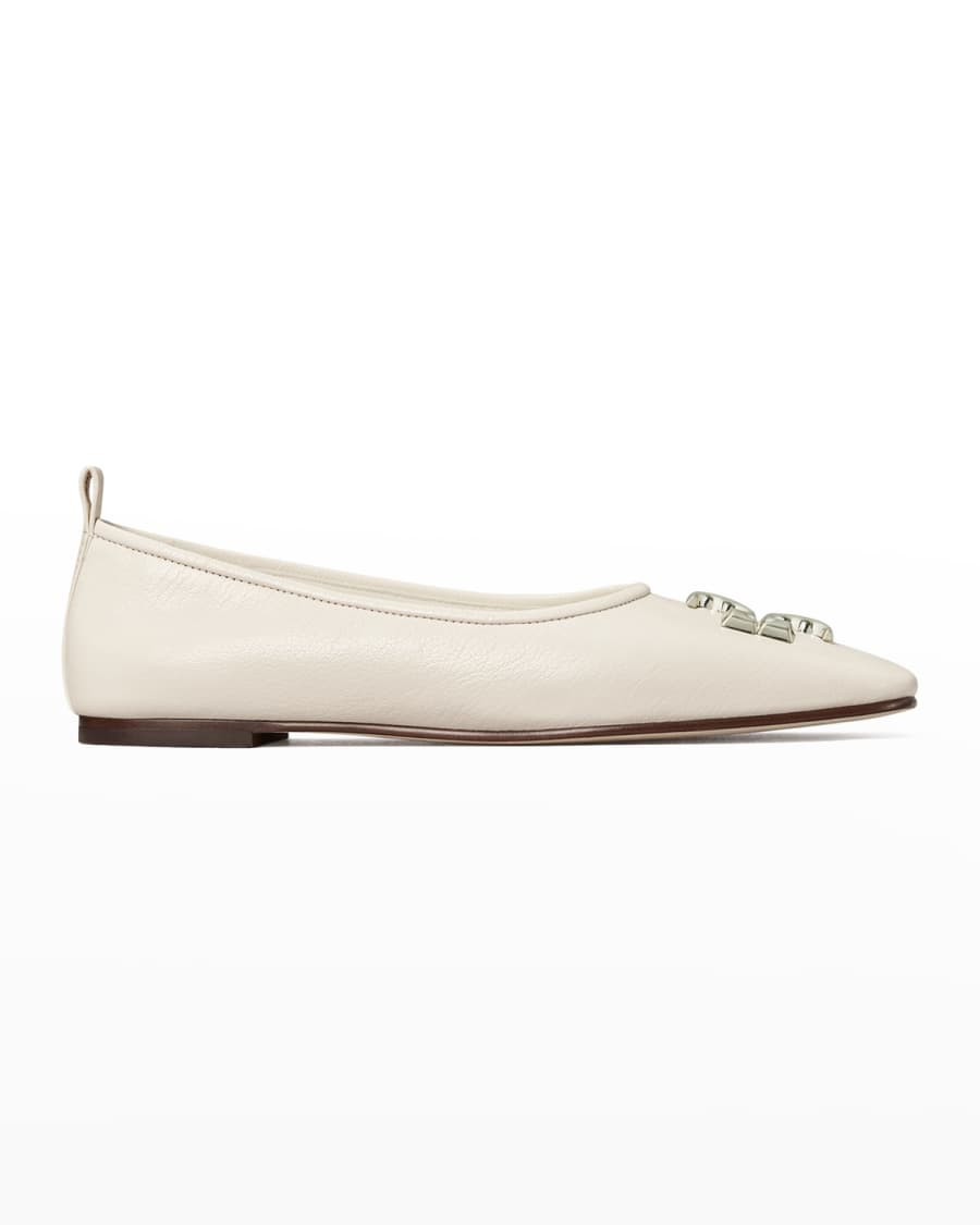 Tory Burch Eleanor Leather Medallion Ballerina Flats | Neiman Marcus
