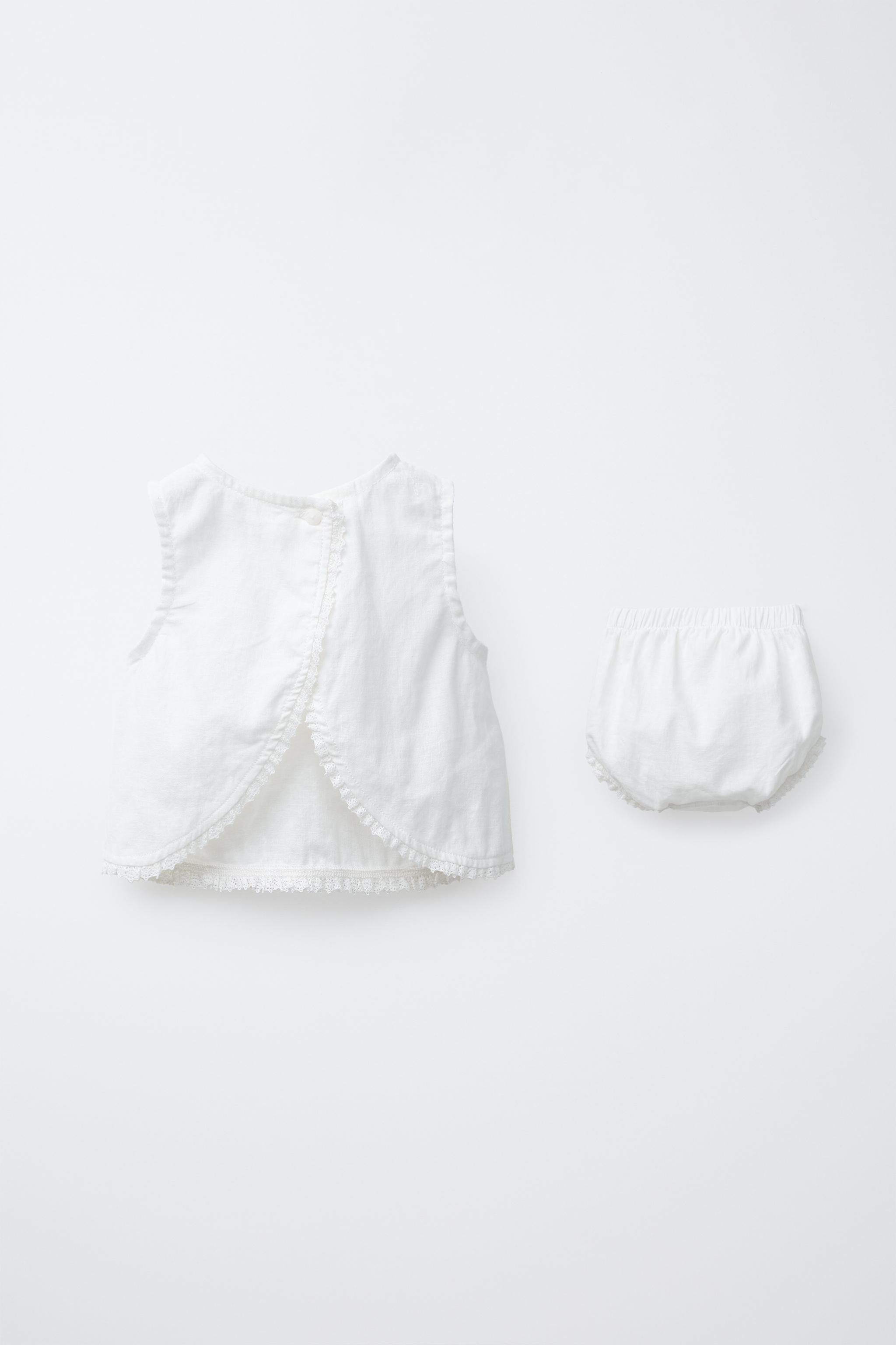 LINEN LACE SHIRT AND BLOOMERS SET | Zara US