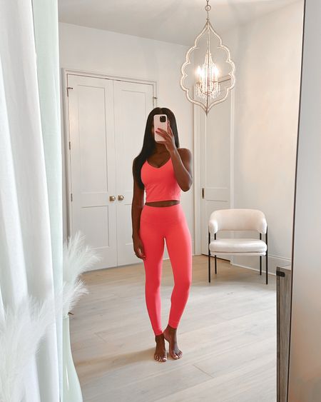 New lululemon glaze pink color! Such a fun color. Wearing a size 6 in the align tank. Wearing a size 4 in the leggings! 

Pilates outfit, lululemon, pink leggings, pink workout tank, yoga outfit, fitness 

#LTKfitness #LTKSeasonal