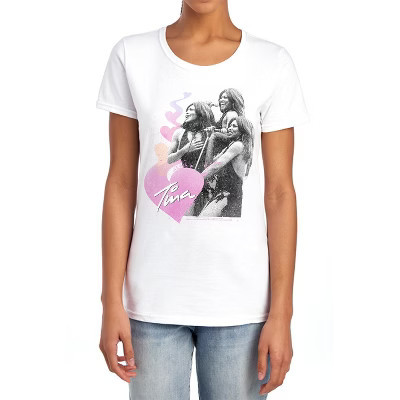 Women's Tina Turner Triple Tina In Heart Dress T-Shirt, White, X Large | Target