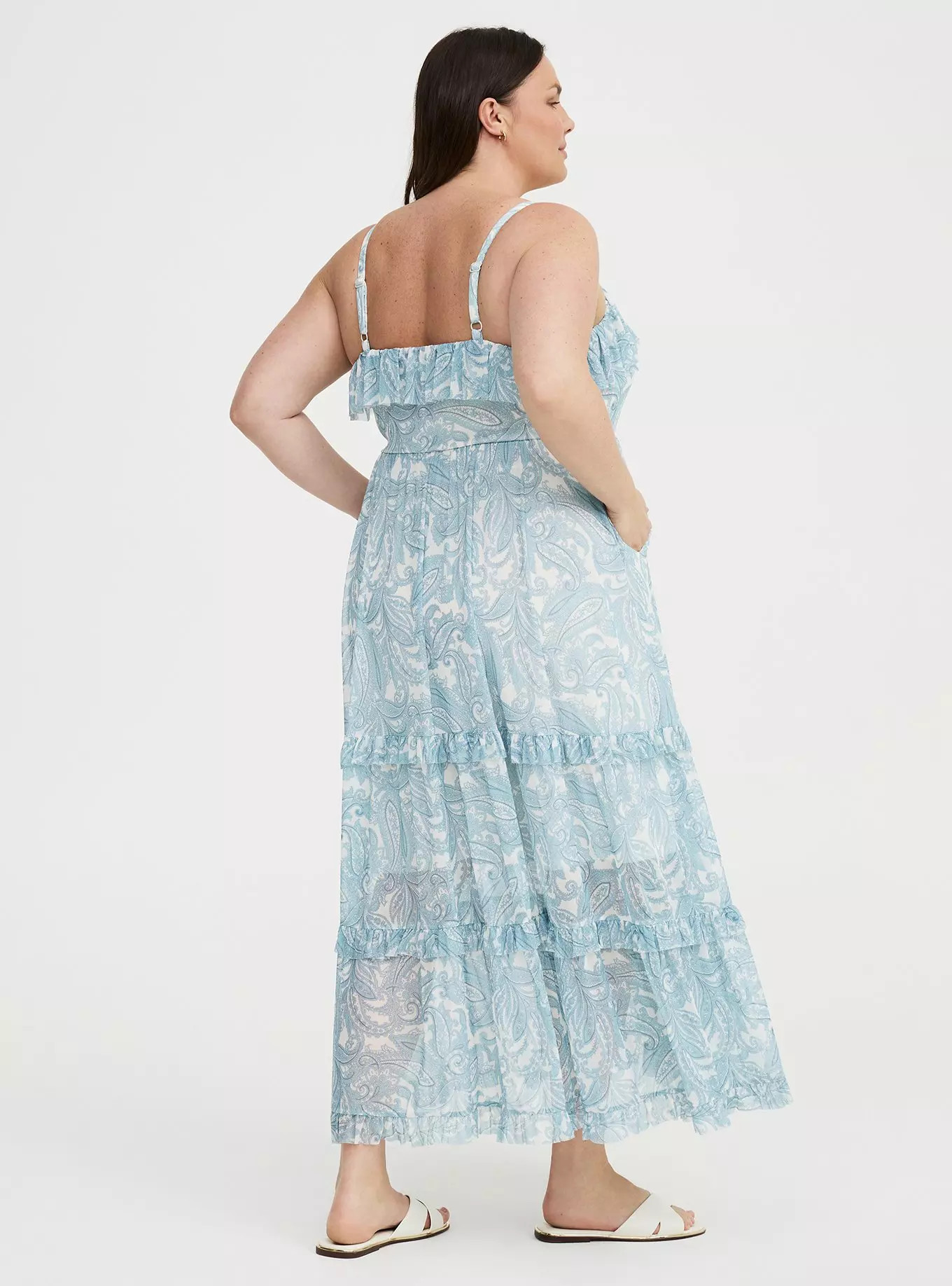 Mesh V-Neck Tiered Maxi Dress | Torrid (US & Canada)
