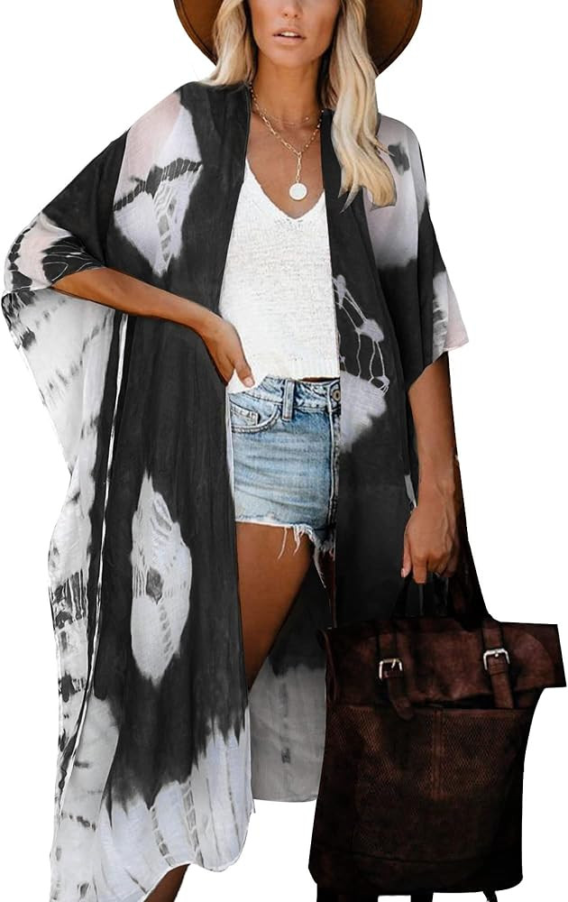 Moss Rose Women's Beach Cover up Swimsuit Kimono with Bohemian Floral Print, Loose Casual Resort ... | Amazon (US)