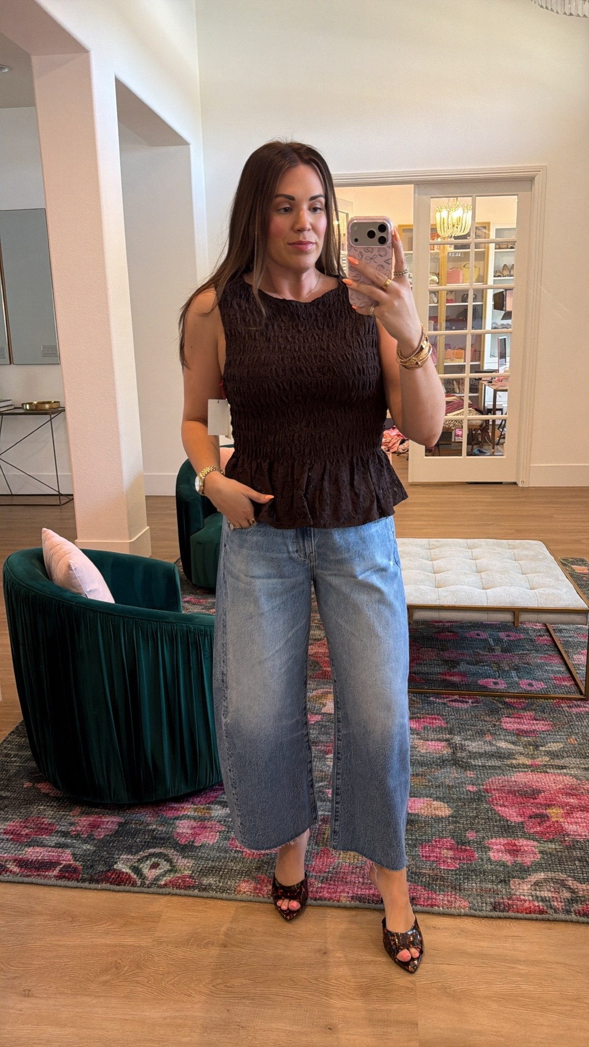 curvy midsize pre-fall look on the Nordstrom Anniversary Sale! wearing size large in brown peplum tank and size 30 in barrel denim (need the 29 though!)

#LTKSeasonal #LTKMidsize #LTKSaleAlert