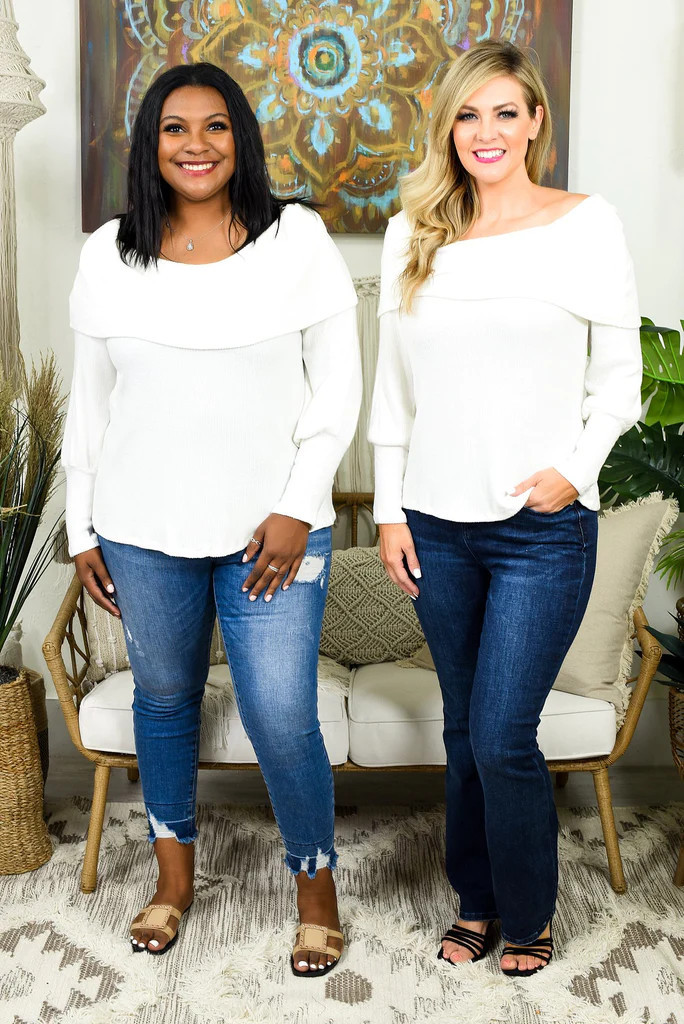 Always And Forever Yours Ivory Solid Off The Shoulder Top - T1373IV | Tee for the Soul