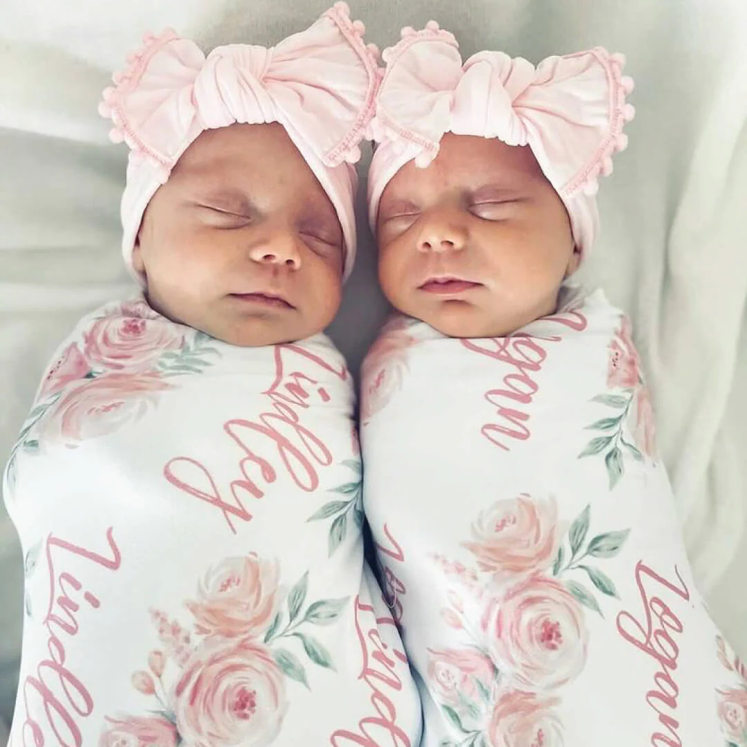 Blush Rose Personalized Baby Name Swaddle Blanket | Caden Lane