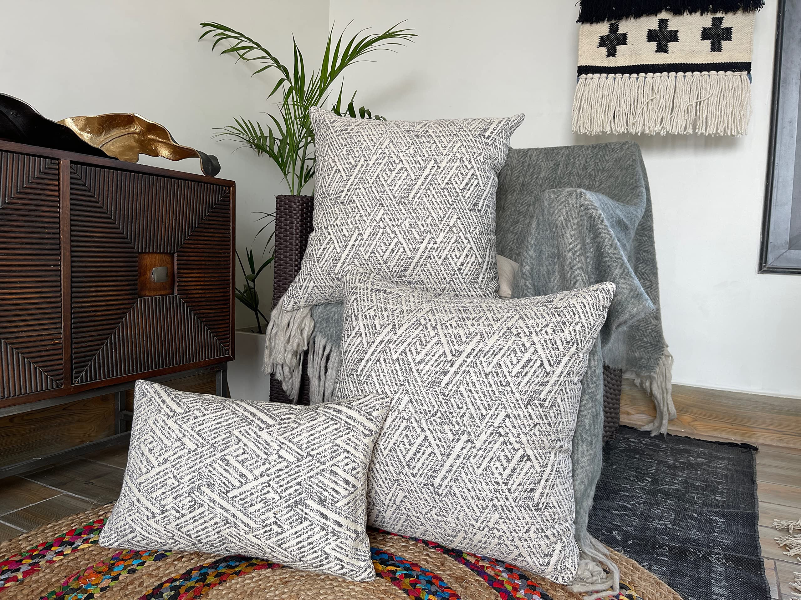 KEMA Set of 2 Decorative Throw Pillow Covers, Jacquard Pillowcase, Square Cushion Case for Couch ... | Amazon (US)