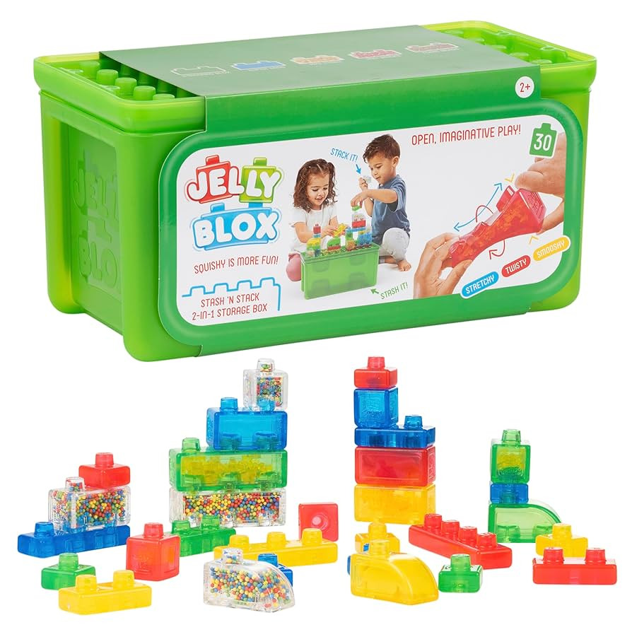 Jelly Blox Stash 'N Stack 2-in-1 Storage Case Including 30 Blocks | Toddler & Preschool Building ... | Amazon (US)