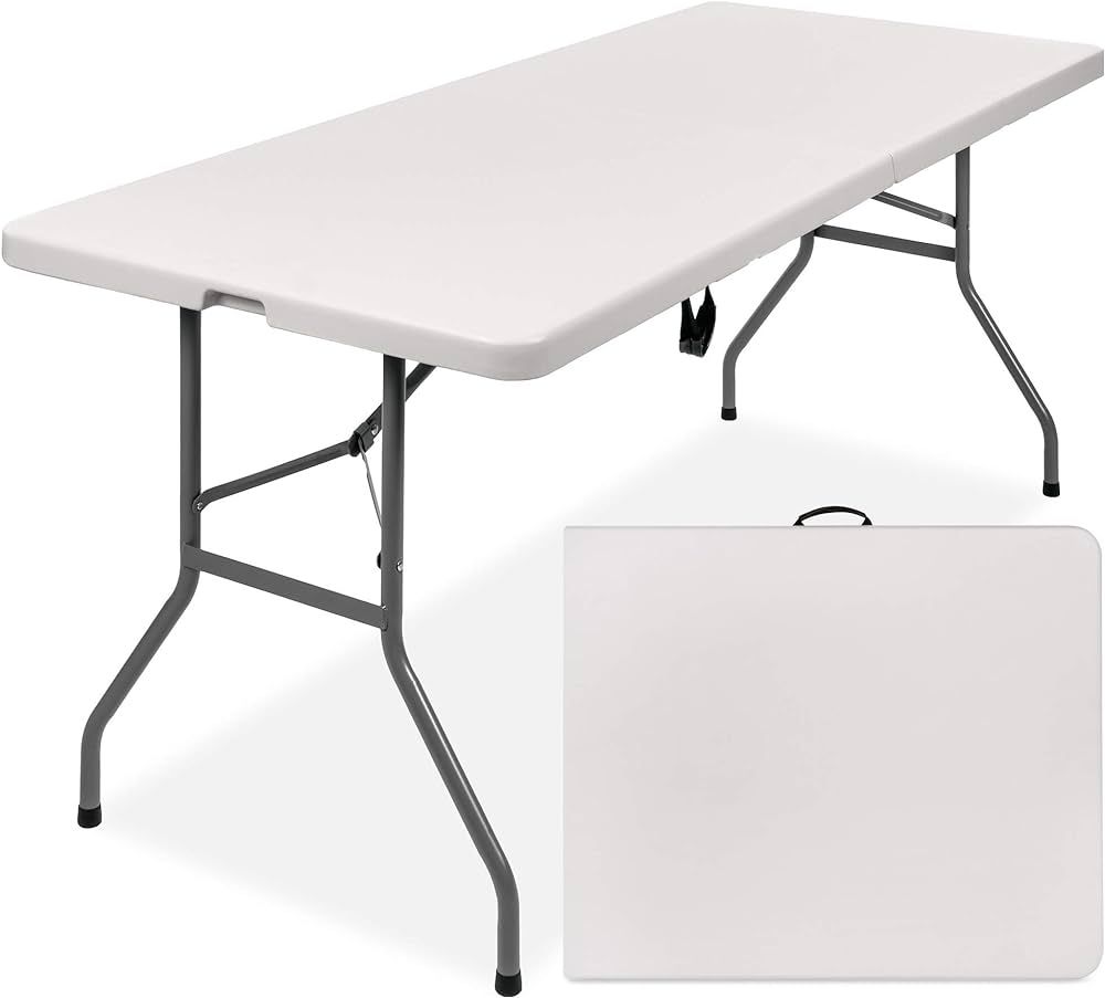 Best Choice Products 6ft Plastic Folding Table, Indoor Outdoor Heavy Duty Portable w/Handle, Lock... | Amazon (US)
