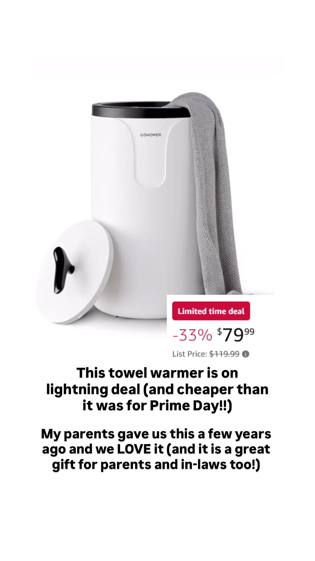 This towel warmer (a gift from my parents a few years ago) gets used every single day. It’s one of my top gift picks parents, in-laws, or adult children - and it’s cheaper than Prime Day right now!

#LTKSaleAlert #LTKGiftGuide