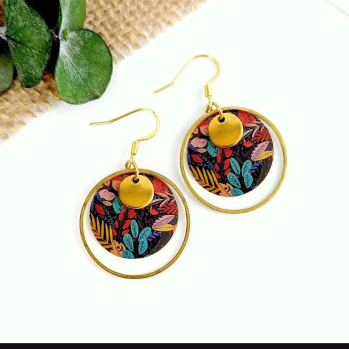 Multicolor boho chic floral earrings for women, gift idea for her, colorful and original jewelry,... | Etsy (Global)