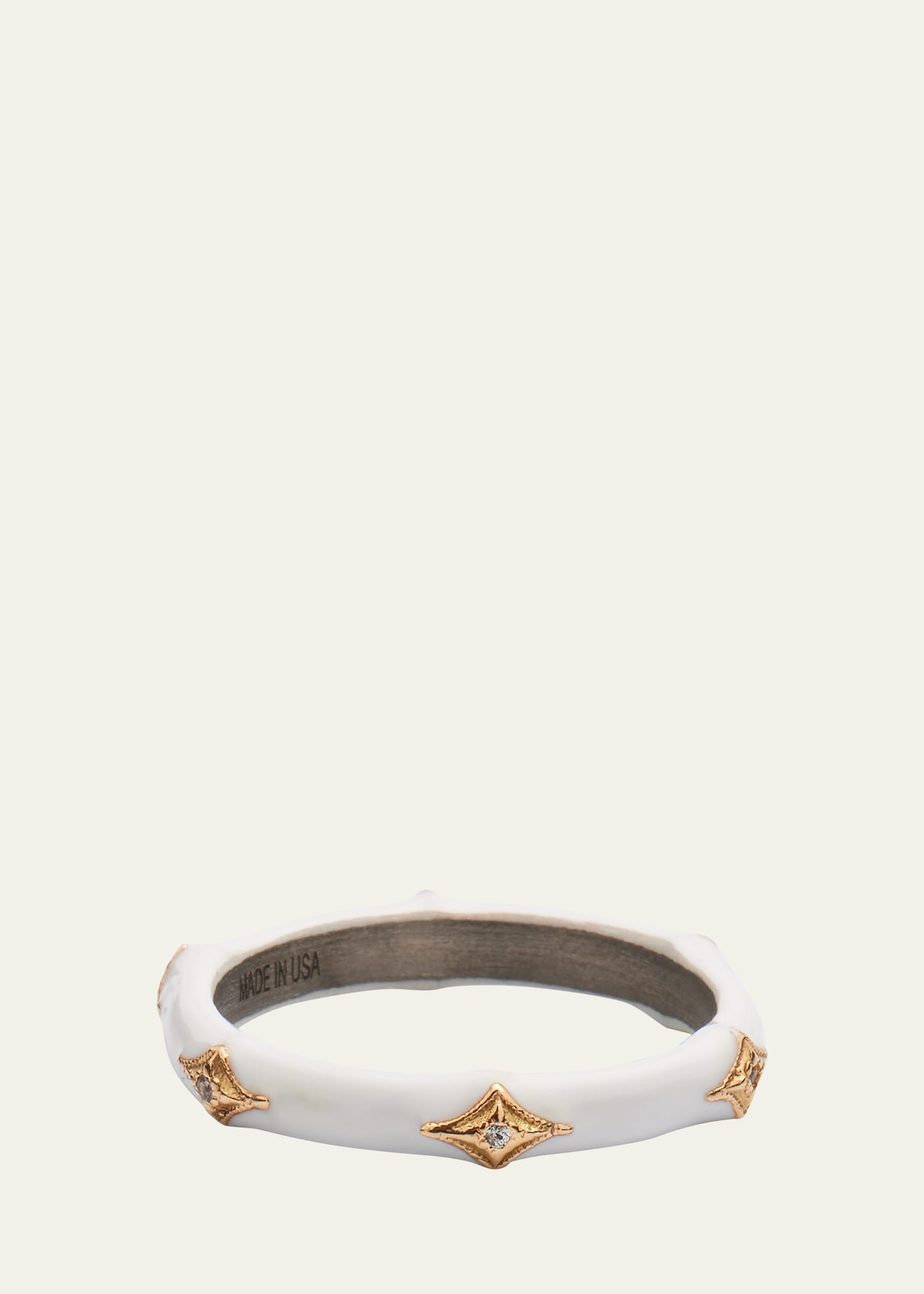Armenta New World White Enamel Diamond Crivelli Stack Ring | Bergdorf Goodman