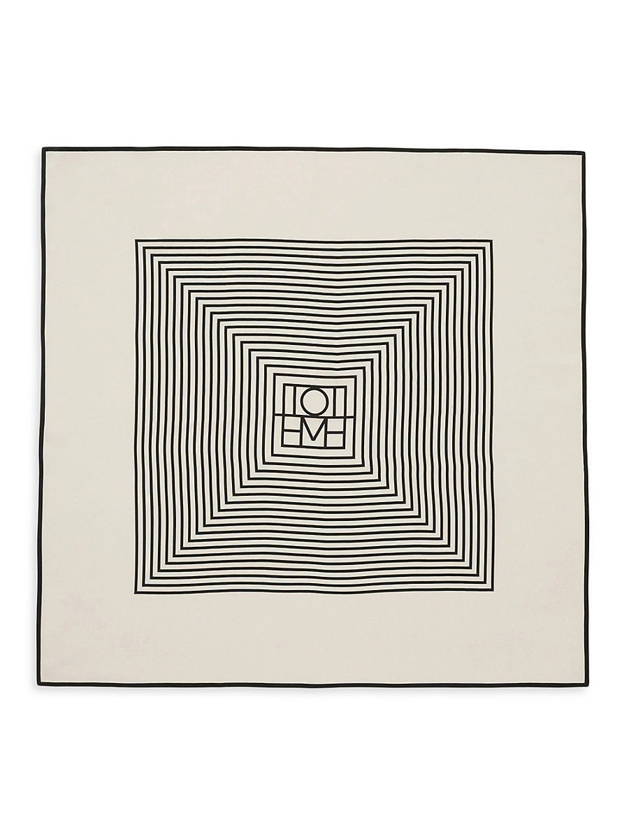 Women's Centered Monogrammed Silk Scarf - Creme Monogram | Saks Fifth Avenue