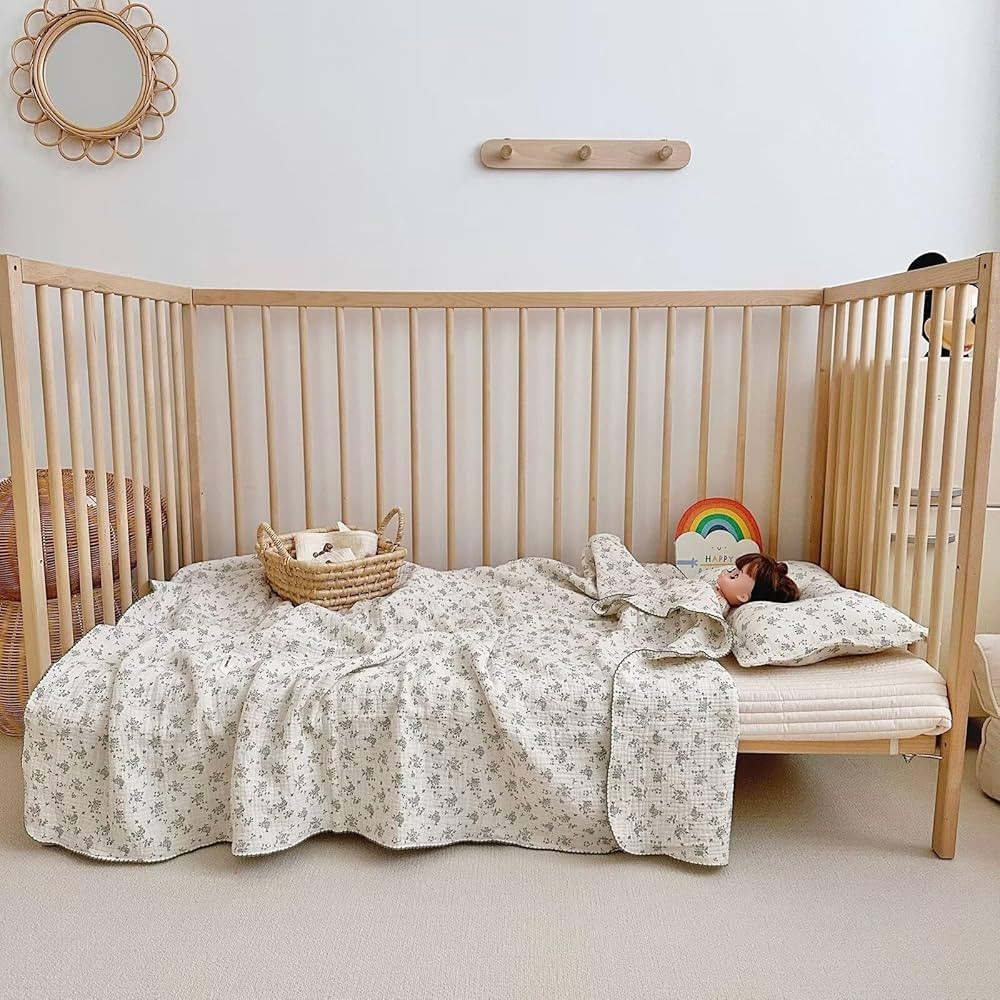 BuLuTu 4-Layer Muslin Toddler Blanket Soft Lightweight Baby Blanket Quilt Cotton Muslin Crib Blan... | Amazon (US)