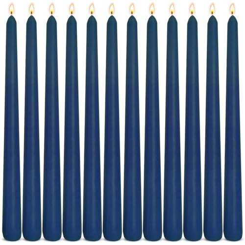 12-Pack Navy Blue Taper Candles, 10 Inch Unscented Dripless Candlesticks, Long-Lasting Burn Time of 7-8 Hours, Perfect for Home Décor Dinner Party Meditation | Amazon (US)