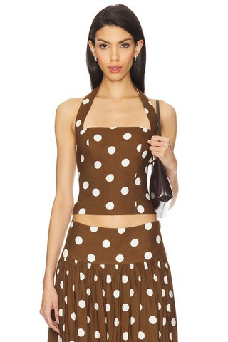 Luana Top in Brown & Ivory Dot | Revolve Clothing (Global)