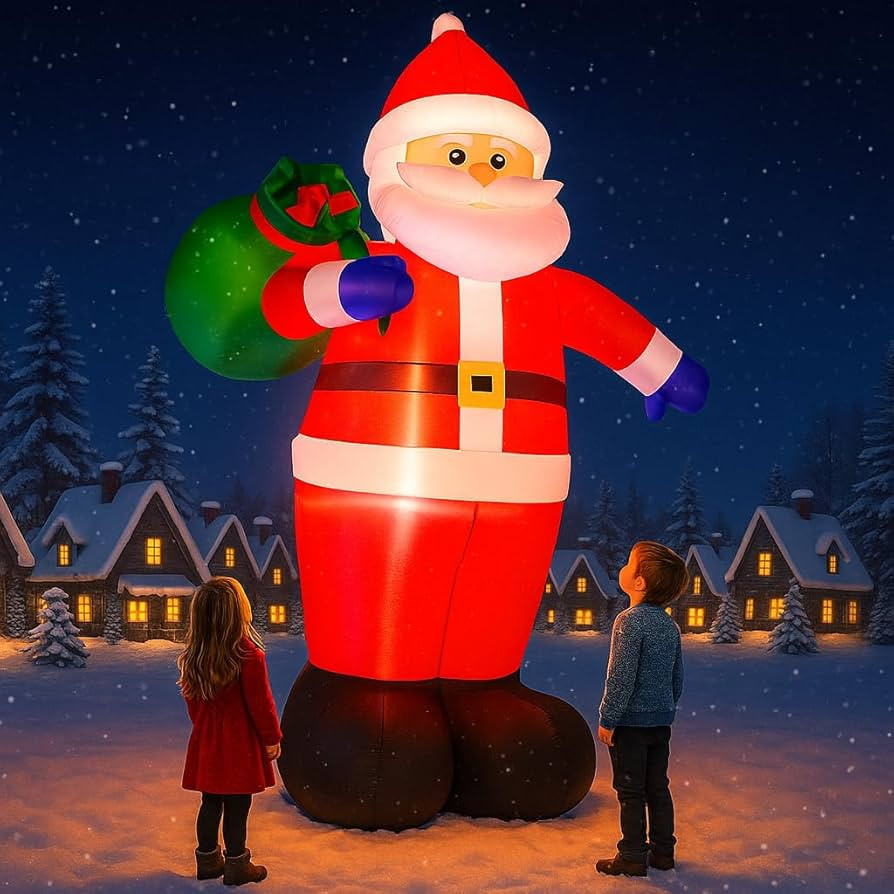 12 Feet Giant Christmas Inflatables Santa Claus Outdoor Decorations, Blow Up Huge Santa Claus wit... | Amazon (US)