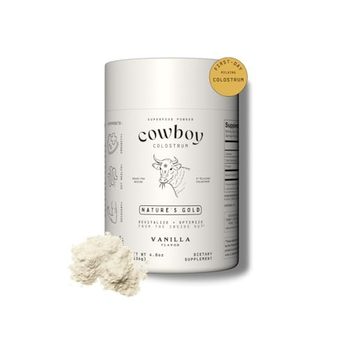 COWBOY COLOSTRUM - Bovine Colostrum Powder - The Exclusive 1st Milking Whole Colostrum- Grass Fed Colostrum Supplement for Gut Health, Immunity, Skin & Hair. Non-GMO (Vanilla, 40 Servings) | Amazon (US)