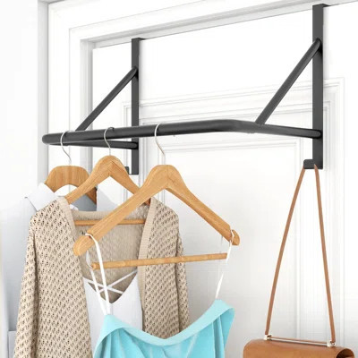 Over The Door Clothes Hanger Rod, Metal Hanger For Clothes, Drying Rack For Bedroom, Washroom, Fits Door Up To 1.97 | Wayfair North America