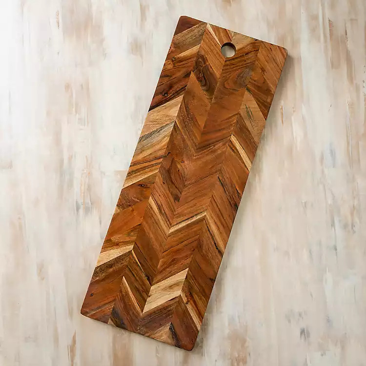New!Wooden Rectangle Herringbone Serving Board | Kirkland's Home