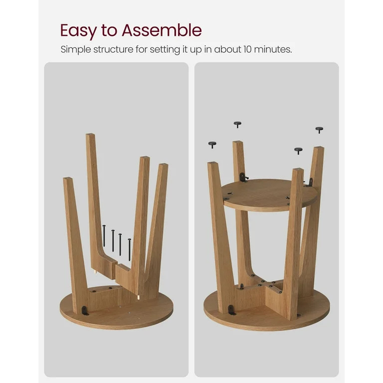 VASAGLE Round Side Table with Lower Shelf End Table for Small Spaces Nightstand Rustic Walnut | Walmart (US)