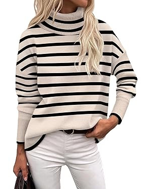 Zeagoo Women's Turtleneck Sweater 2025 Fall Winter Chunky Knitted Pullover High Low Hem Trendy Ba... | Amazon (US)
