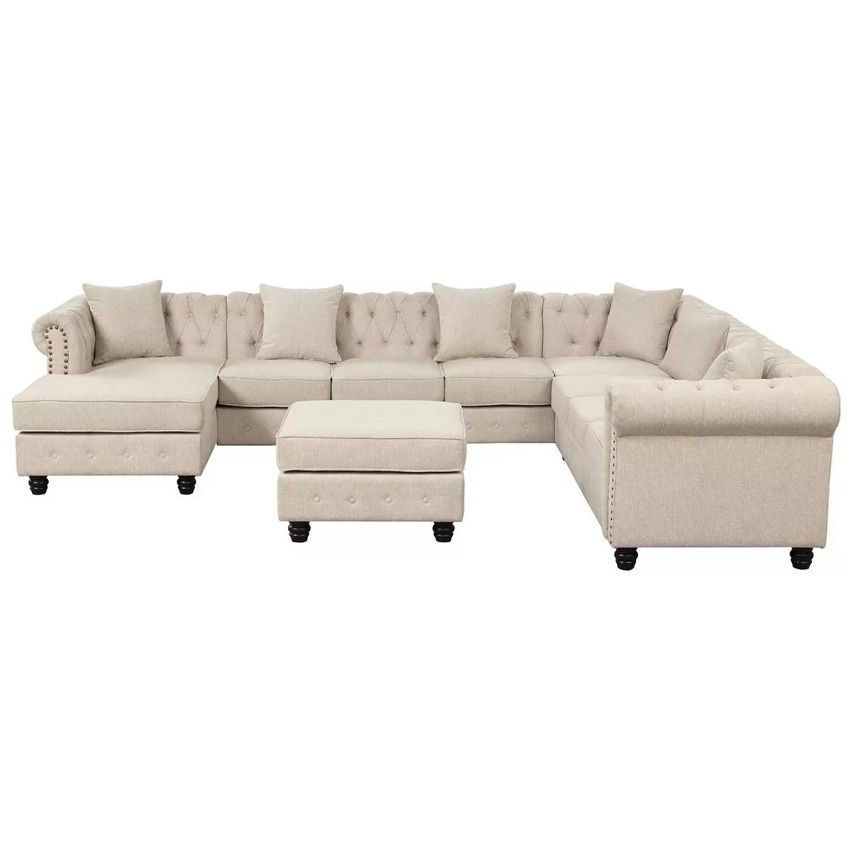 Morden Fort Linen Master Four-piece Sofa Living Room Collection Curve Sofa With Footrest | Kohl's