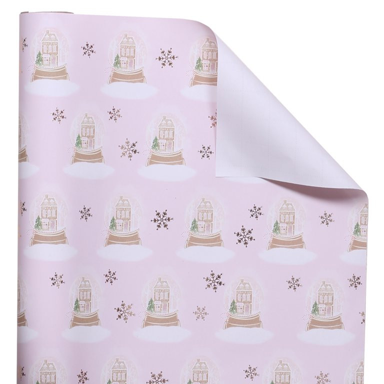 Gingerbread Lane, Brown and White Snow Globe Christmas Wrapping Paper, 25 Square feet Single Roll | Walmart (US)