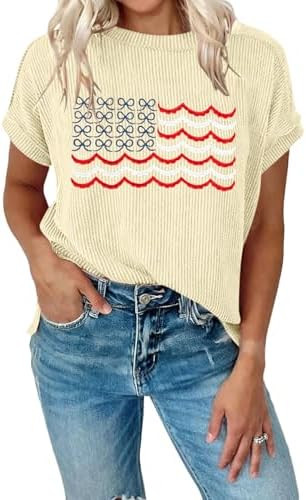 VILOVE 250 Anniversary USA Shirt Women Chenille American Flag Graphic Shirts 4th of July Patrioti... | Amazon (US)