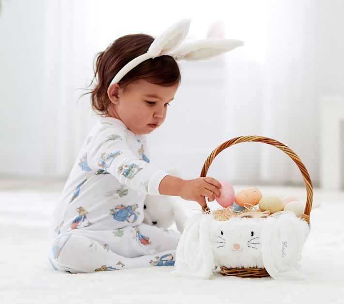 Long Ear Fur Bunny Easter Basket Liners | Pottery Barn Kids