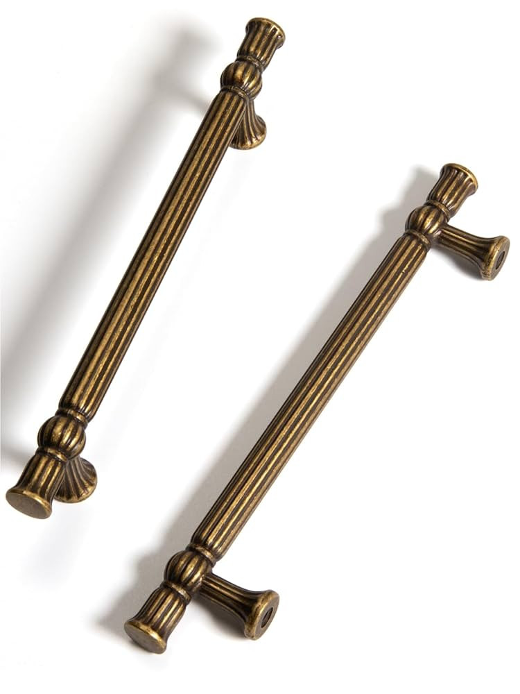 Antique Brass Cabinet Pulls - 5"(128mm) Hole Center Classic Vintage Drawer Handles Zinc Alloy,Kit... | Amazon (US)