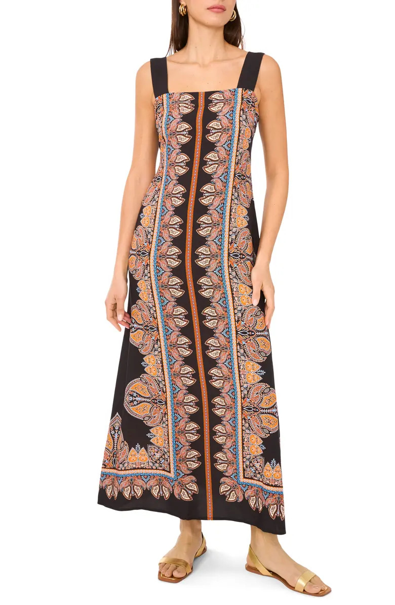Print Square Neck Sleeveless Maxi Dress | Nordstrom