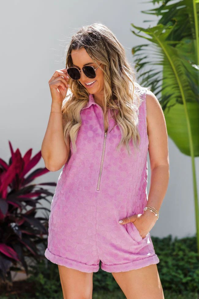 Daisies On The Dock Light Purple Terry Romper Krista Horton X Pink Lily | Pink Lily