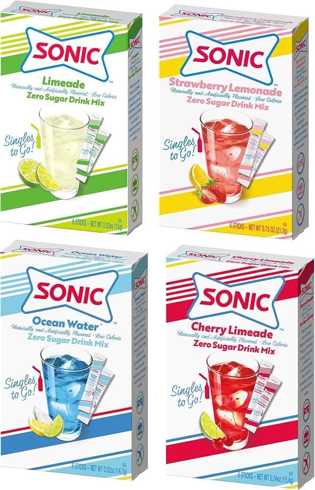 Sonic singles to Go! Drink Mix Variety Pack - Sonic Limeade, Ocean Water, Cherry Limeade, and Str... | Amazon (US)