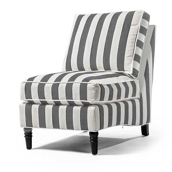 Marquee Grey Stripe Chenille Armless Chair | MacKenzie-Childs