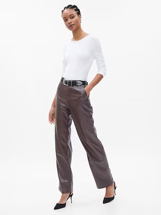 Mid Rise Vegan Leather Loose Pants | Gap (US)