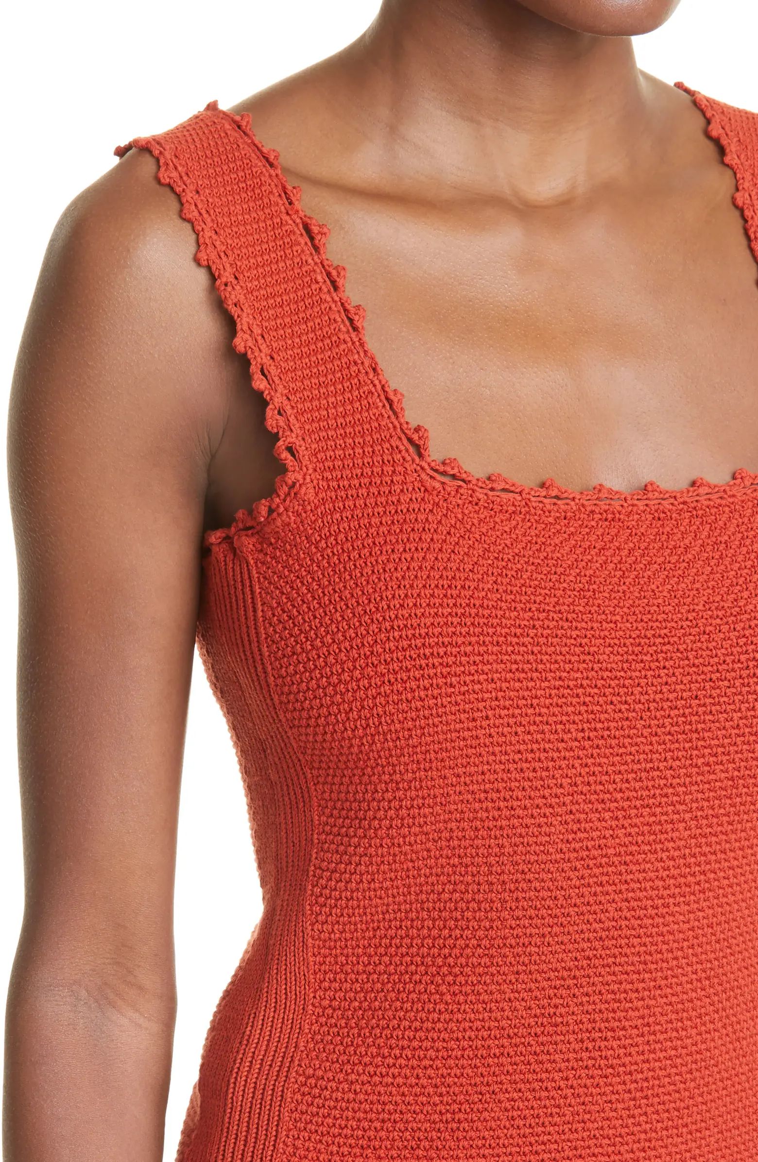 Rebecca Taylor Crochet Trim Cotton Knit Tank Top | Nordstrom | Nordstrom