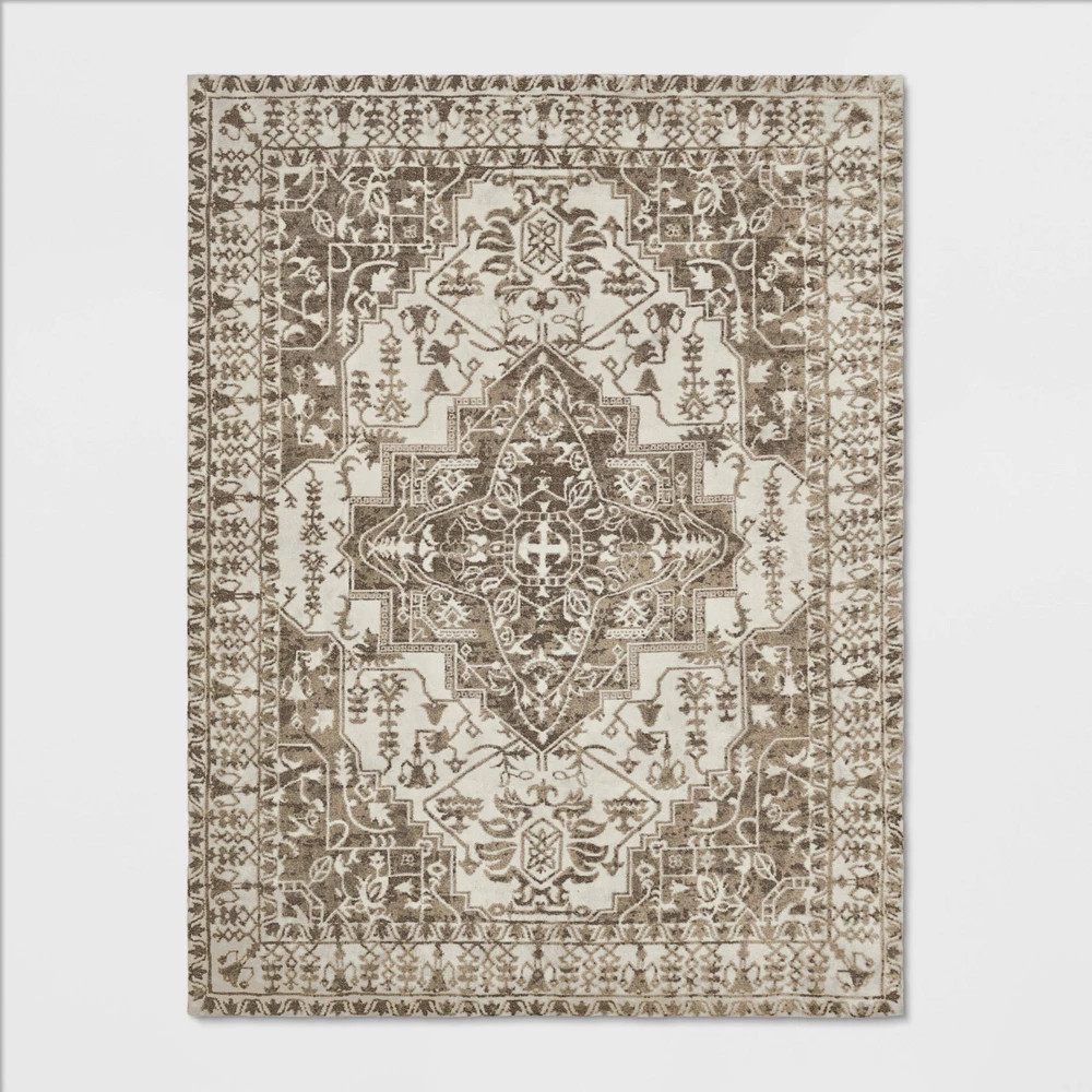 9'X12' Pavoria Vintage Persian Tufted Medallion Rug Linen - Opalhouse | Target