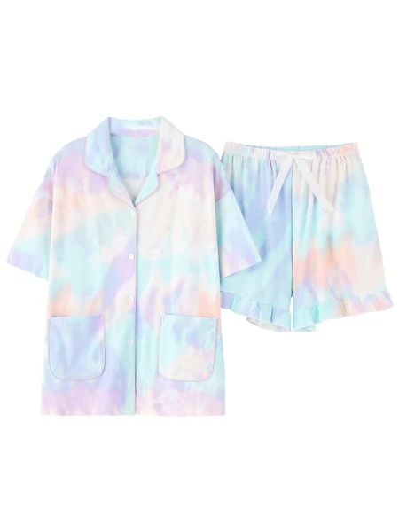 'Jessie' Tie Dye Button Down PJ Set | Goodnight Macaroon