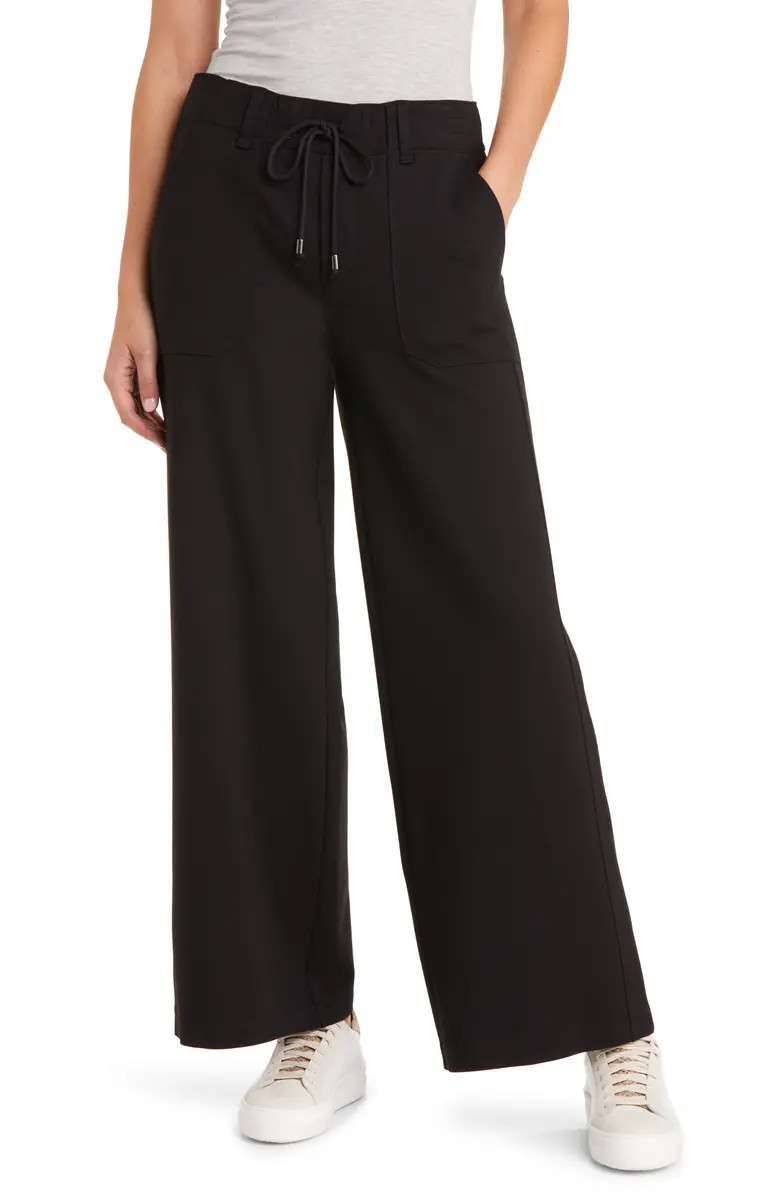 'Ab'Leisure Drawstring High Waist Wide Leg Ponte Pants | Nordstrom