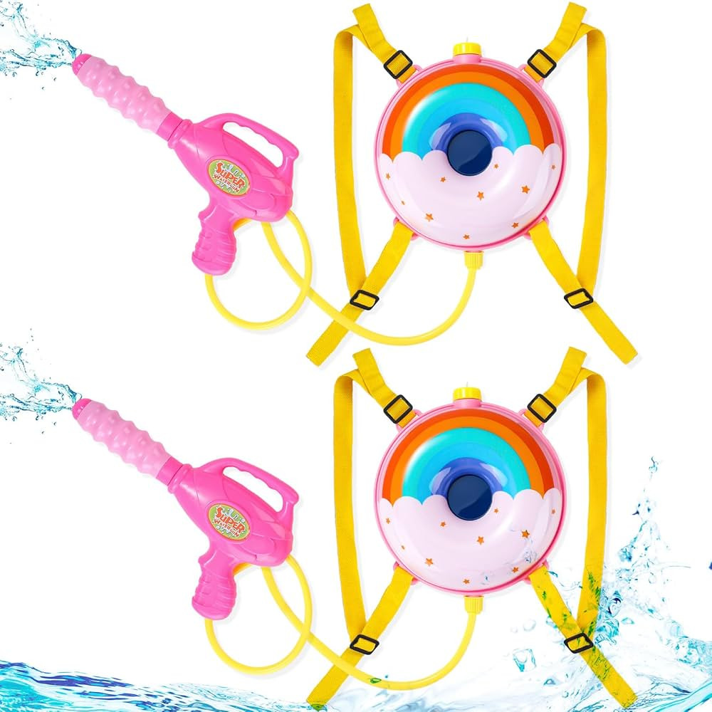 Outus 2 Pieces Water Gun Donuts Water Gun Backpack Water Squirt Toy with Water Tank Donuts Water ... | Amazon (US)