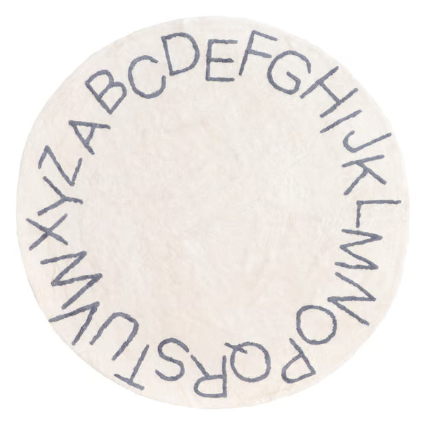 Grey Alphabet Nursery Washable  Area Rug | Rugs USA
