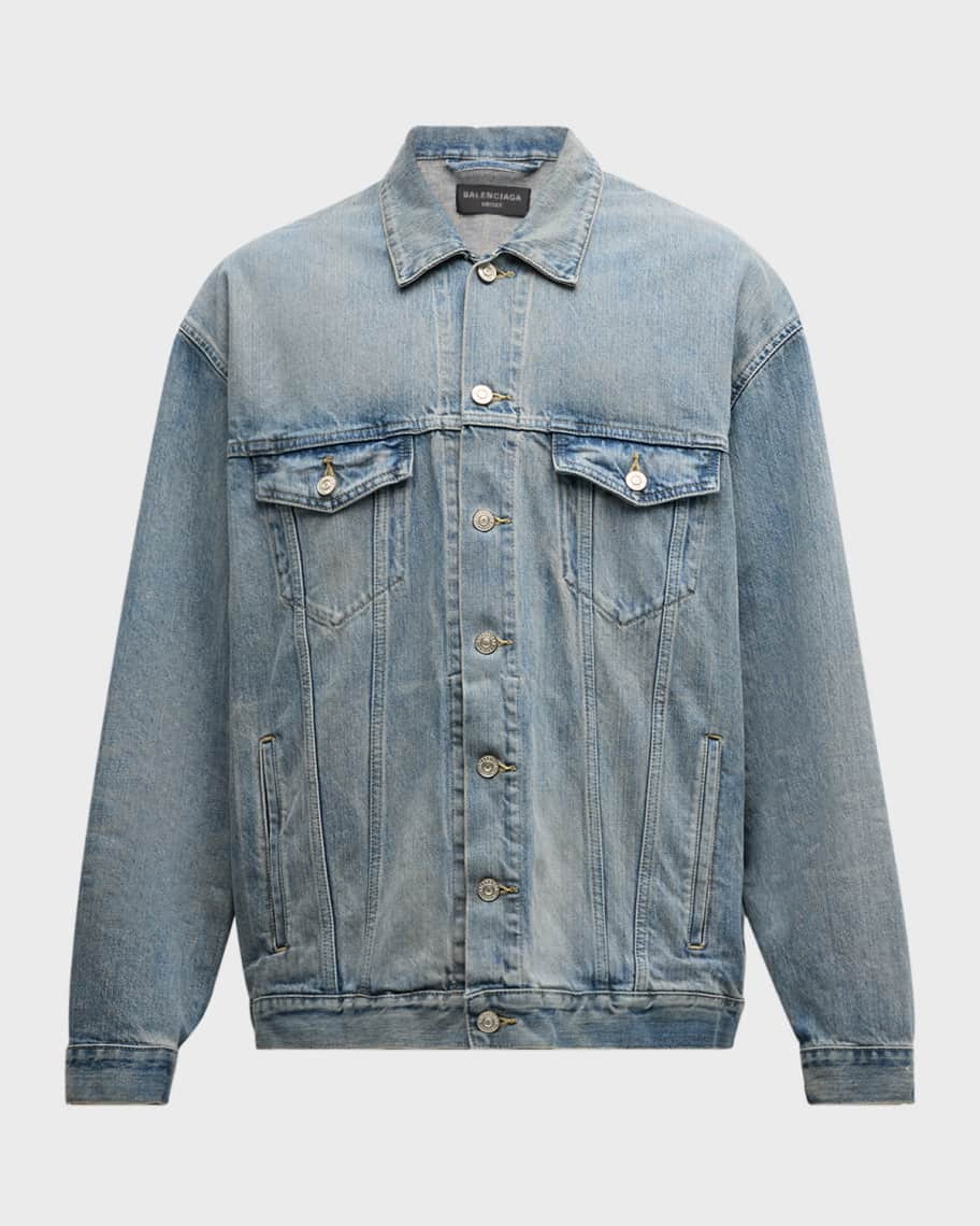 Balenciaga Men's Oversized Denim Jacket | Neiman Marcus