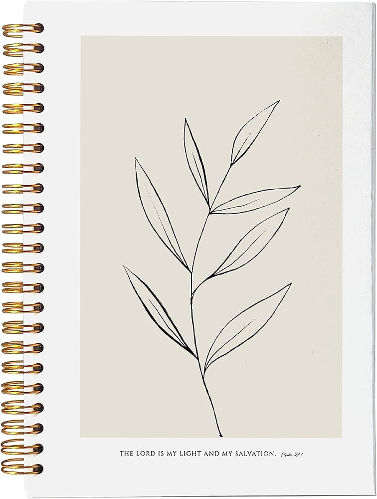 Bible Scripture PSALM 27:1 the Lord is My Light and My Salvation Boho Botanical Leaf Spiral Noteb... | Amazon (US)