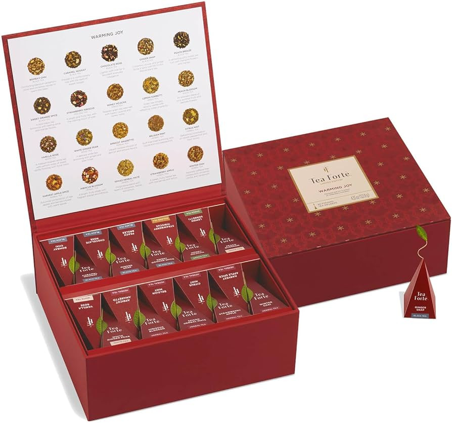 Tea Forte Warming Joy Holiday Assorted Premium Tea Chest Gift Sampler, 40 Count, 2 of each Variet... | Amazon (US)