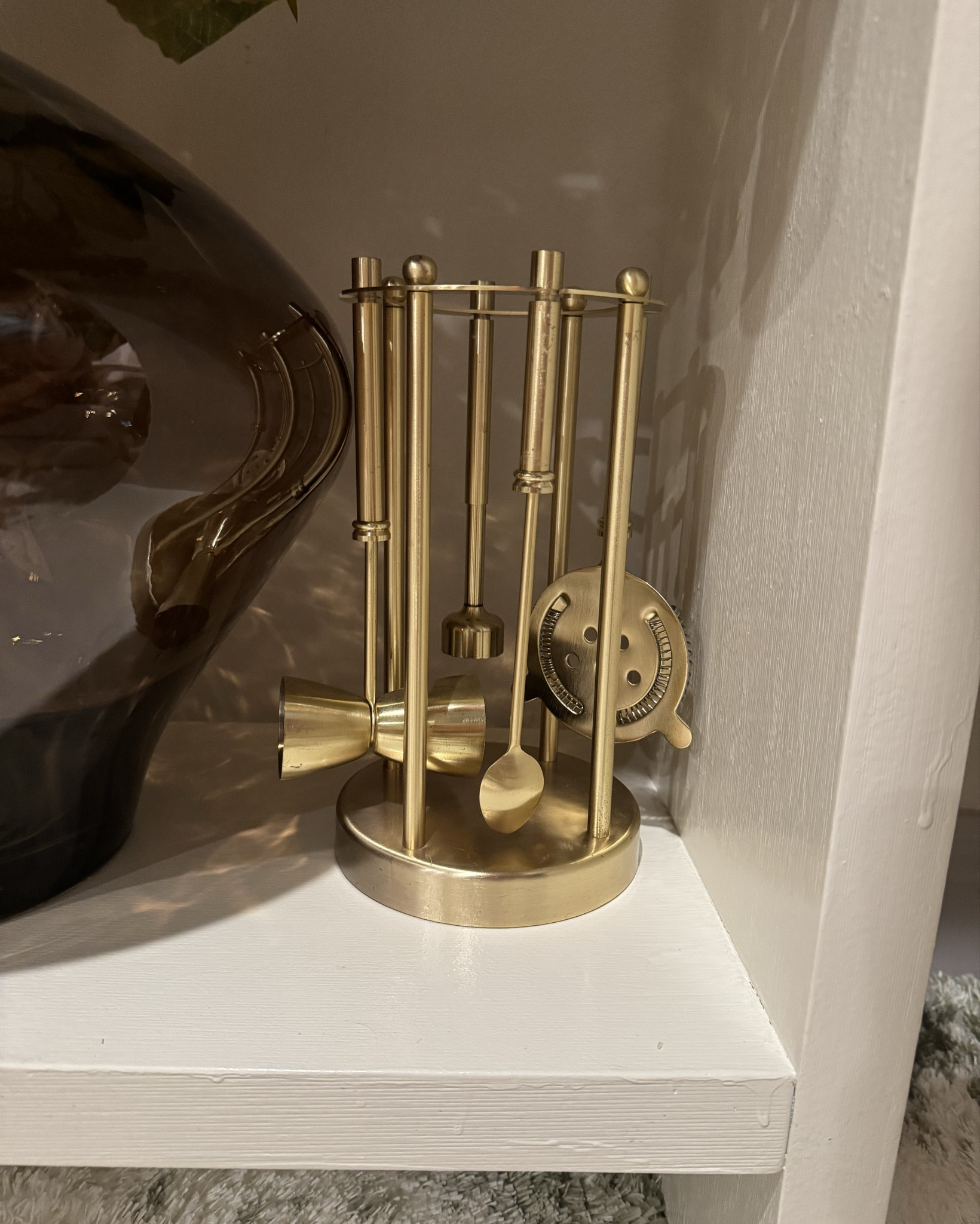 Gold cocktail bar tool set with stand — not the exact one I have (mine’s from HomeGoods), but this is the closest match in look + function. Clean, compact, and adds polish without cluttering the space.

#LTKHome #LTKFindsUnder50