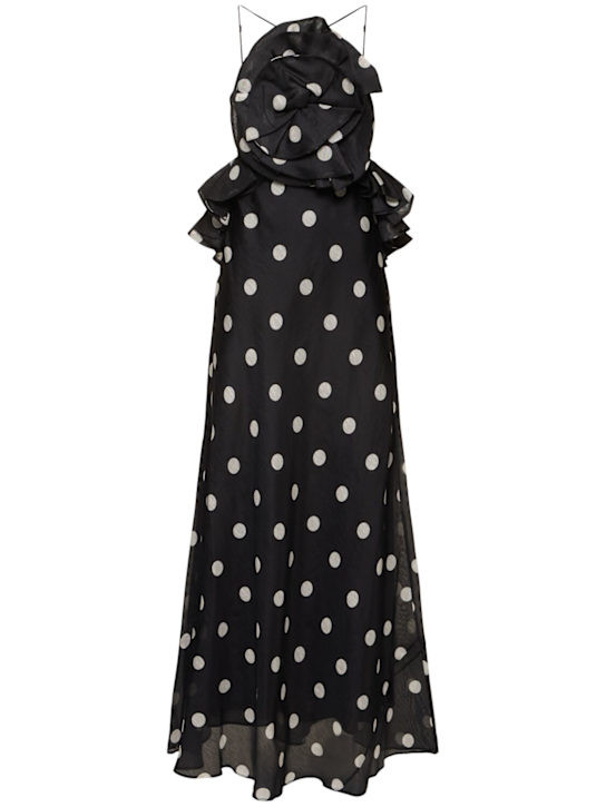 Crush ruffled linen & silk maxi dress | Luisaviaroma