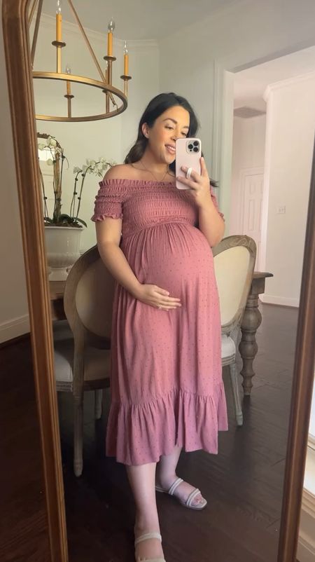 A beautiful dress that comes in blue and mauve perfect for gender reveal parties, baby showers, and maternity photos. I sized up to medium to better fit my arms and belly.

#LTKfindsunder100 #LTKbump